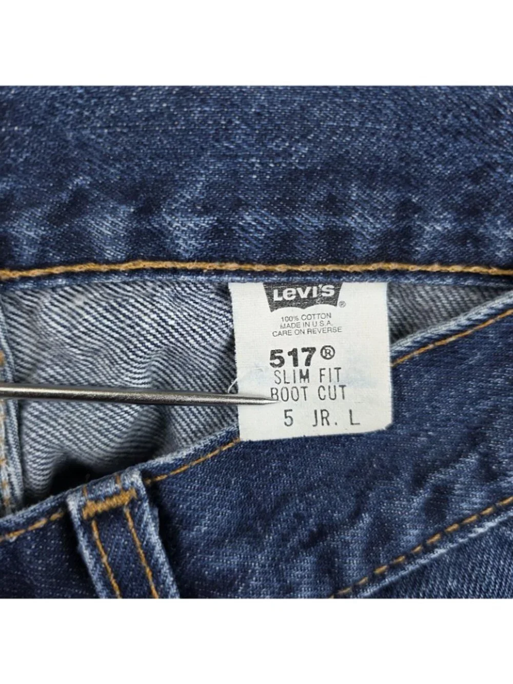 Vintage Levis 517 Cut Off Shorts Girls 5 Blue Slim Boot Distressed Frayed Denim